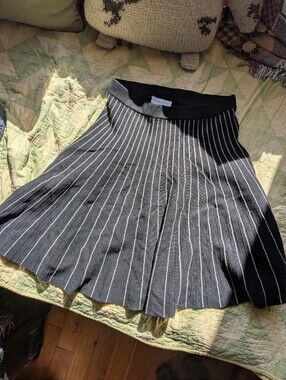 Carmen Marc Valvo Black Skirt with White Pinstripes